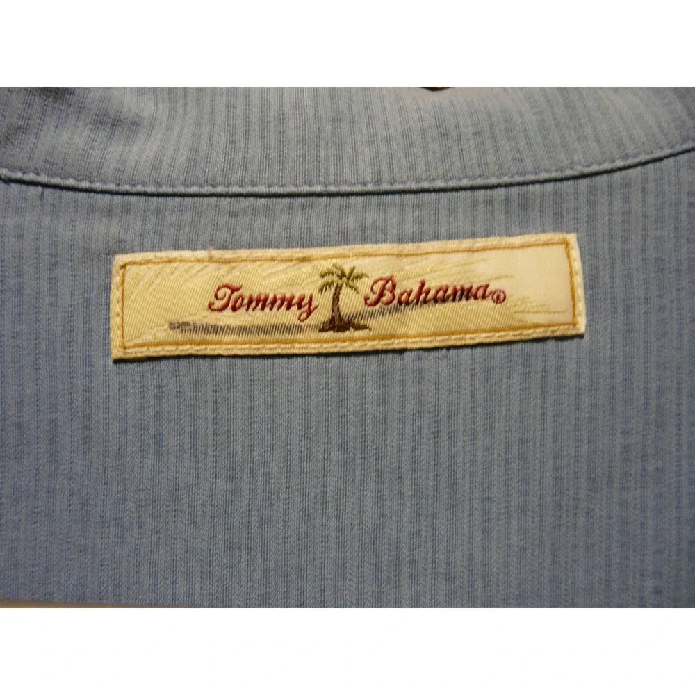Tommy Bahama Button Up Shirt Mens XL Blue Silk Camp Minimalist Heritage Relax